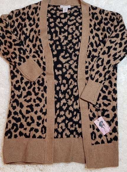 Sincerely Jules Leopard Cardigan NEW Animal Pattern Sweater - Picture 4 of 8